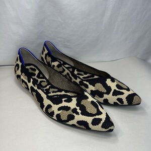 Rothy’s Pointed Toe Flats 11.5 Wild Cat Leopard Cheetah Soft Slip On Womens Shoe